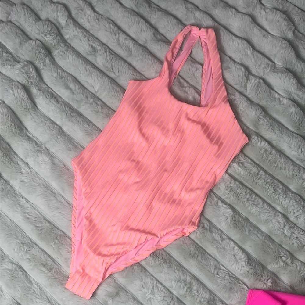 Lspace Phoebe NWT Swimsuit Striped Crystal Pink & Lemon Drop Sz Sm